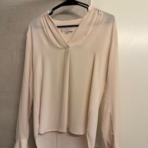LOFT Cream Long Sleeve Blouse - XS